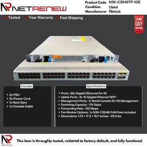 Conmutador Cisco Nexus N3K-C3048TP-1GE 48x 1GB RJ-45 4x 10GB SFP+ - Imagen 1 de 1