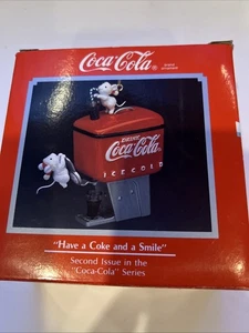1990 Enesco Coca-Cola Christmas Ornament "Have a Coke and a Smile" Mice #571512 - Picture 1 of 4