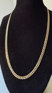 14K Yellow Gold Diamond-Cut Italian Cuban Chain Necklace 20"  Unisex - Picture 1 of 5