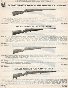 1928 Printanzeige Savage Hi Power Modell 20, 23 23A 23B 23C Sporter, 19 NRA Gewehr - Bild 1 von 2