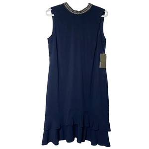 Donna Ricco Navy Blue Jewel Neck Sleeveless Cocktail Dress, Size 6 NWT - Picture 1 of 6