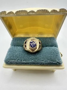 Anello Vintage Antico BK&F Oro 10k Riempito Stemma San Matteo Firmato TG 7 Estate LEGGI - Foto 1 di 13