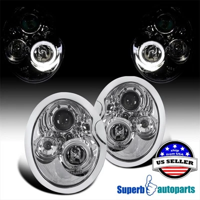Fits 2002-2006 R50 R53 / 05-08 R52 Mini Cooper LED Halo Projector Headlights Foto 1 de 4