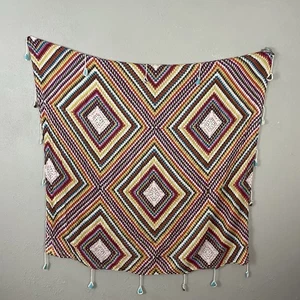 Codello Scarf 100% Cotton Crochet Tassels Geometric Colorful Lightweight Gauze - Picture 1 of 7