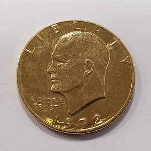 1972 $1 Eisenhower Ike Dollar - Gold Plated - SKU-Q1407 - Picture 1 of 2