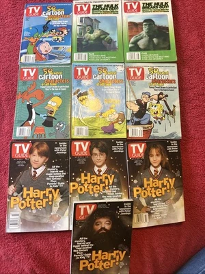 Harry Potter, TV Guide Set of (4), 2001, Vintage Plus Popeye, Simpson, Charlie B Foto 1 de 4