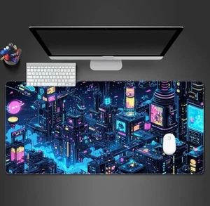 Tastaturmatte Pad 90cm x 40cm Futuristisch City Computer Schreibtisch Keyboard Matte Gaming - Bild 1 von 4
