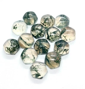 Piedra preciosa suelta hexagonal de musgo natural con respaldo plano AAA para hacer todas las joyas - Imagen 1 de 14