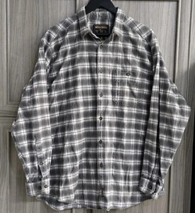 Woolrich Mens Flannel Shirt XL  Gray White Plaid - Picture 1 of 11