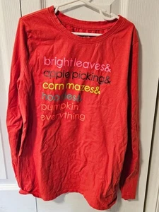 Girls Long Sleeve Cat & Jack Fall Autumn Words T-Shirt Size L "Bright Leaves..." - Picture 1 of 2