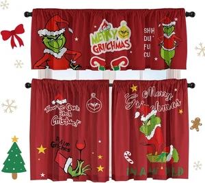 Christmas Kitchen Curtain Valances Winter Holiday Festive Small Window - Picture 1 of 7
