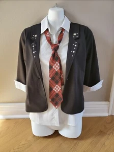 NEW BEAUTEES designed in los angeles Black Jacket Imitation Shirt, Tie Sz L (14) - Picture 1 of 12