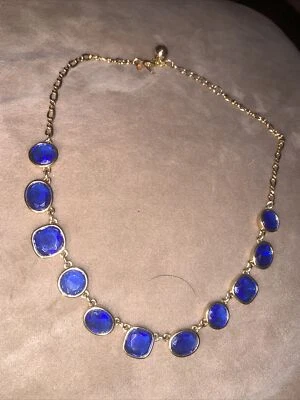 Kate Spade New York Blue Glass Square Necklace Gold Tone - Image 1 of 4