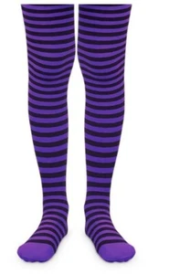 New in Package, Kids Striped Tights, Black and Purple, Size 4-6 Years - Picture 1 of 2