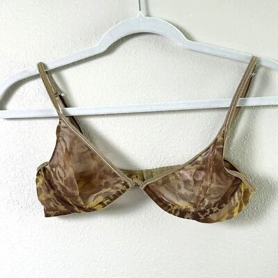 Sujetador Victorias Secret Talla 34B Marrón Verde Estampado Animal Nylon Spandex Con Aros Foto 1 de 4