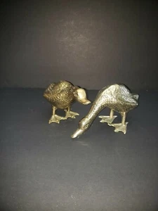 Pair Vintage Brass Duck Figurines - Picture 1 of 8
