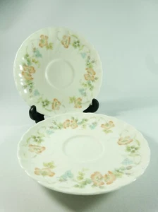 Vintage Pair Wedgwood Cottage Rose Large Saucer Coffee Soup Bone China England - Bild 1 von 4