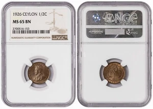 i-650580 Ceylon ½ Cent 1926. NGC MS 65 BN. Almost TOP POP. - Picture 1 of 1