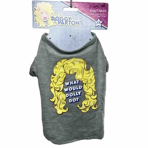 Dolly Parton Doggy “WHAT WOULD DOLLY DO?” Wig T-shirt for Dog Gray XS 7-10# - Picture 1 of 8