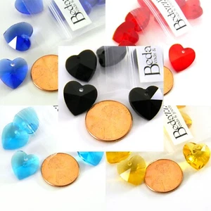 10 Faceted Glass 14mm Heart Focal Drop Beads w/1.5mm Hole for Charms or Pendants - Picture 1 of 6