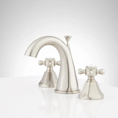 Signature Hardware 447877 Boca Raton 1.2 GPM Gooseneck Widespread Bathroom Fauce - Image 1 of 2