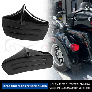 Black Rear Mud Flaps Fender Guard Fit For Harley Street Tri Glide Ultra Classic - Picture 1 of 19