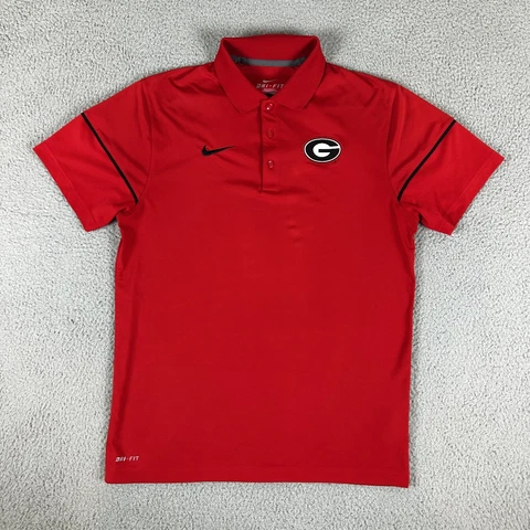 Georgia Bulldogs Shirt Mens Medium Red Short Sleeve Polo Polyester Nike Dri-Fit Cover