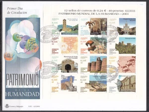 España Spain 3843/54 2001 Patrimonio Mundial de la Humanidad SPD Sobre Primer D - Imagen 1 de 1
