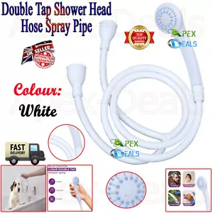 Double Tap Bath Sink Shower Head Hose Spray Hairdresser Pet Push On Mixer - Picture 1 of 10