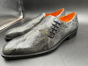 Mezlan Size 9 M Fits 9.5 Iguana Lizard Lace Gray Spain Dress Shoes MEN'S - Picture 1 of 7
