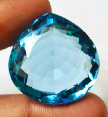 AAA+ 84.90 Ct. Large Blue Topaz Pear Cut Facet Loose Gemstone for Ring & Pendant - Image 1 of 4