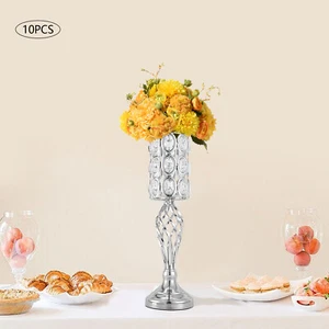10 Pcs Silver 19.7x6.3'' Tall Vase Metal Vases Wedding Centerpieces for Party - Picture 1 of 6