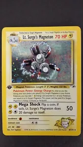 1st Edition Lt. Surge's Magneton 8/132 Gym Heroes Holo Rare Pokémon Card - NM - Picture 1 of 8