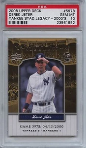 2008 Upper Deck Yankee Stadium Legacy-2000's 5978 Derek Jeter PSA 10 Pop 2 - Picture 1 of 1