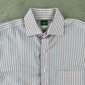 SID MASHBURN Shirt Men 16 35 Pink Striped Long Sleeve Made in USA Designer - Picture 1 of 16