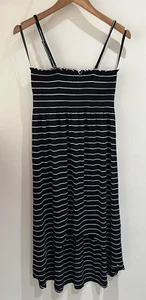 O'Neill Dress Size 8-10 Black Striped Bandeau High Low Jersey Beach Summer - Picture 1 of 9