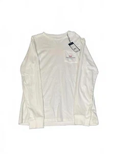 NUEVO CON ETIQUETAS Camiseta Vineyard Vines Para Hombre S Blanca Marrón Universidad Manga L. Con Bolsillo   - Imagen 1 de 8