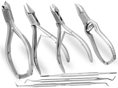 Profi Pediküre Set Fußpflegeinstrumente Set Nagelzangen + Eckenheber 7-teilig - Bild 1 von 4