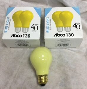 40A19 Bug Light 40 Watt A19 Ceramic Yellow Incandescent LightBulb Dimmable 4-pcs