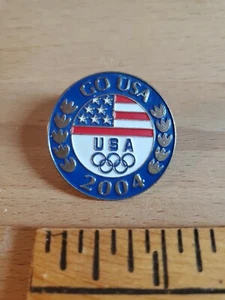 2004 USA Go USA Olympic Team Athlete Sport Rings Gold Lapel Hat Pin - Picture 1 of 5