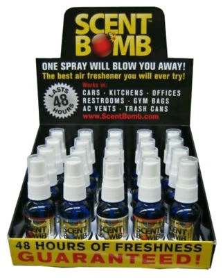 Scent Bomb 1 oz 100% Concentrated Air Freshener Display 20 Bottles (5 Scents)