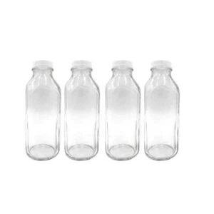 The Dairy Shoppe Milk Bottles w/Extra Lids & Pour Spout! (4, 33.8 oz) - Picture 1 of 6