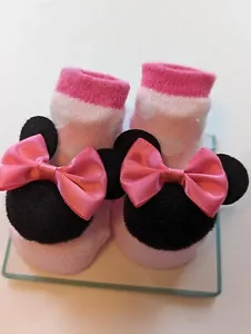 Disney Baby Minnie Mouse Socken rosa gepunktet Kleinkind Größe 0-3 Monate 1 Paar - Bild 1 von 7