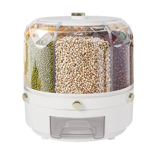 Tanque contenedor de almacenamiento de alimentos de grano seco dispensador de arroz giratorio de 6 rejillas para cocina - Imagen 1 de 20