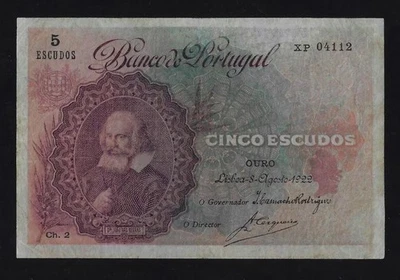 Portugal 5 Escudos 1922 P-120 VF - Image 1 of 2