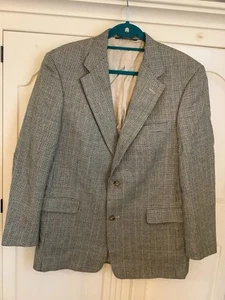 Burberry London Mens Wool Beige Houndstooth Blazer Jacket Coat 42R - Picture 1 of 13