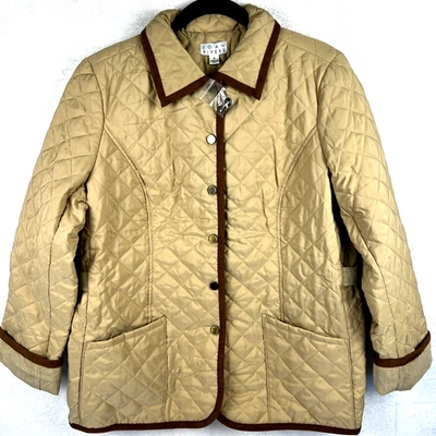 Chaqueta de Granero Acolchada Joan Rivers Marrón Tostado Imitación Gamuza Borde Bolsillos Mujer Talla M Foto 1 de 4