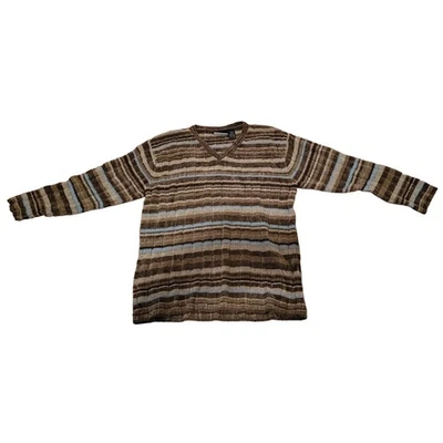 Suéter Liz Claiborne para mujer talla grande Cárdigan de mezcla de lana a rayas Taupe Foto 1 de 4