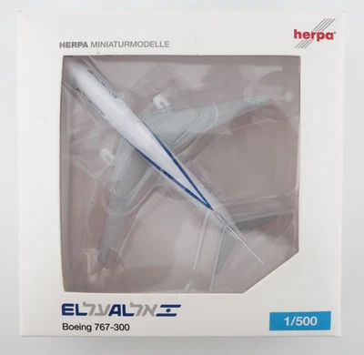 Herpa EL AL Israel Airlines Boeing 767-300 Model - 1:500 - 523707 - Image 1 of 4