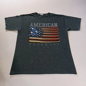 Gildan American Baseball T-Shirt Youth Size XL Blue Gray Red White And Blue  - Picture 1 of 8